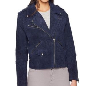 BLANK NYC SL8 navy suede leather moto jacket
